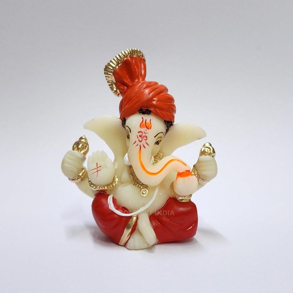 Polyresin Lord Ganesha Idol for Car Dashboard, Home, Office | Ganpati Statue for Mandir Decor | Handcrafted Ganesh Murti