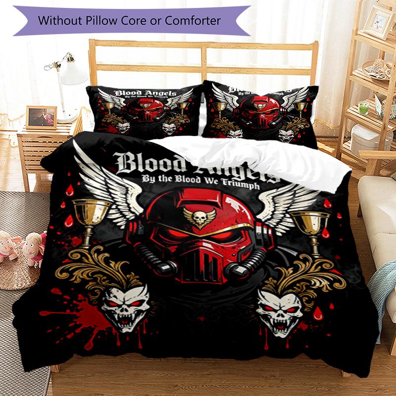 3-teiliges Warhammer 40k Bettwäsche-Set Bettbezug Verschluss Enthält 1 Bettbezug & 2 Kissenbezüge, Weich und Bequem für Alle Jahreszeiten.