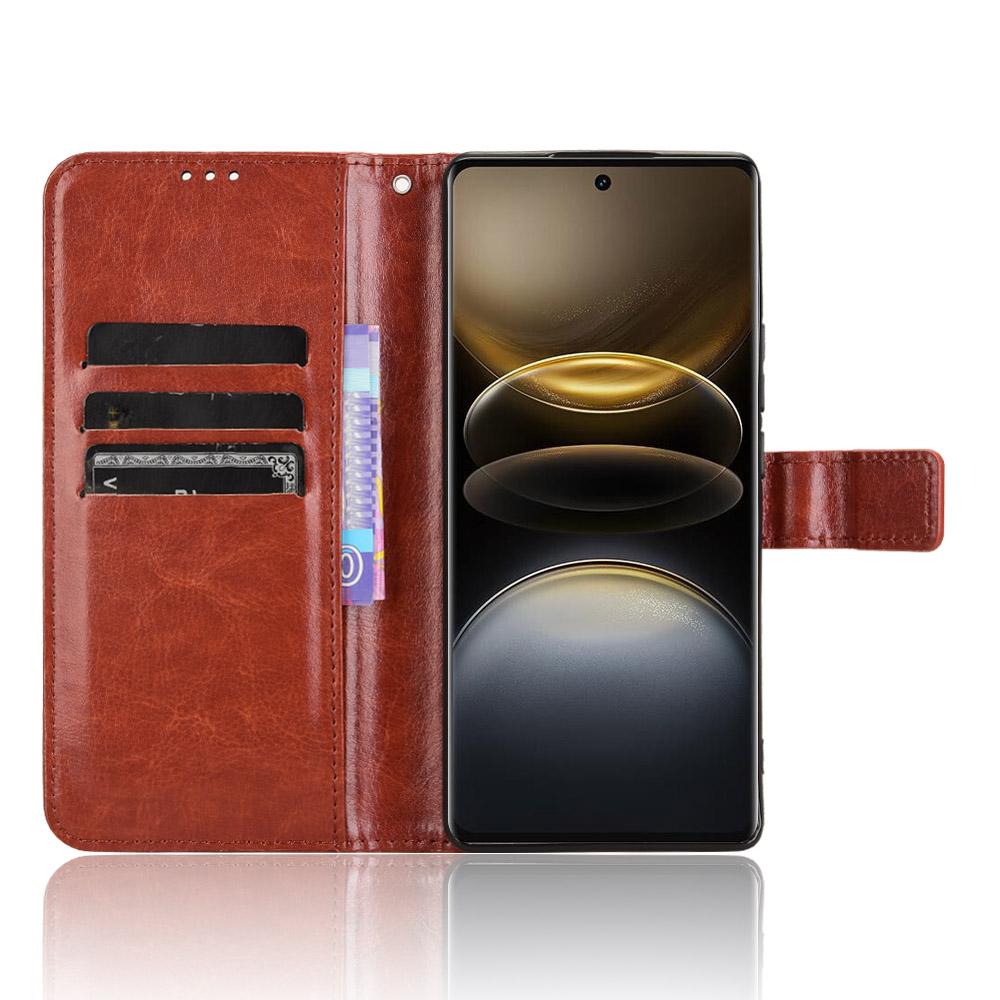 For vivo X100 Ultra 5G Protective Case Leather Wallet Phone Cover Crazy Horse Texture
