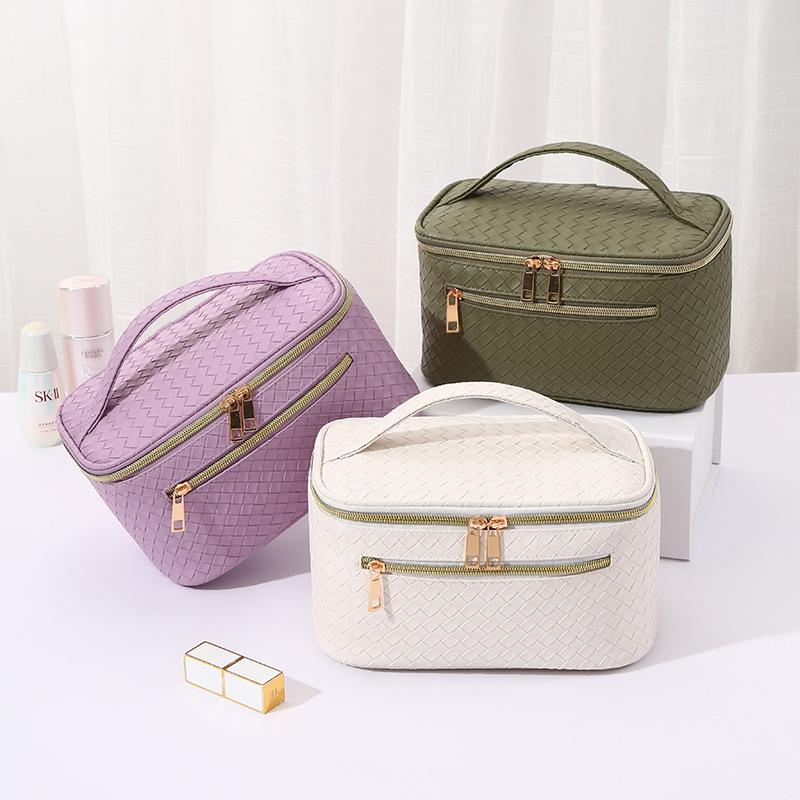 Woven Texture Multifunctional Waterproof Tote: Large-Capacity Handbag & Makeup Bag for Travel