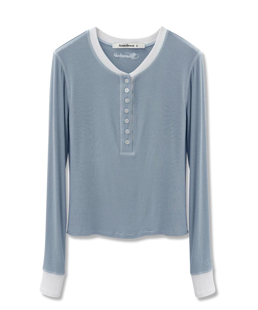 AVANDRESS Tilda Coverstitch Half Button Tee_5 Colors