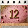 1 Piece of 2D Flat Golden Birthday Party for 12-year-olds 12th Anniversary Party Polyester Photo Backdrop Cloth.