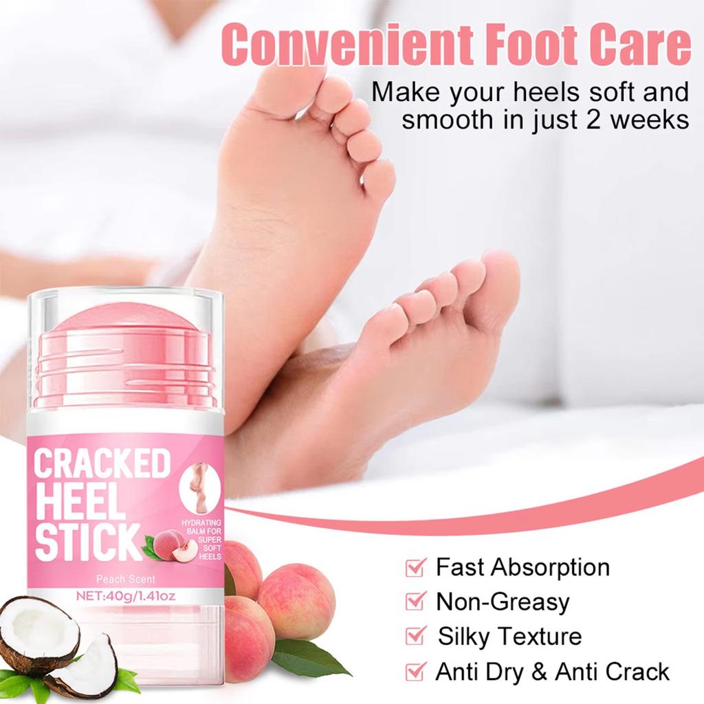 40g Peach Foot Cream with Coconut Oil, Moisturizing Foot Cream for Cracked Feet - Foot Care for Men and Women
