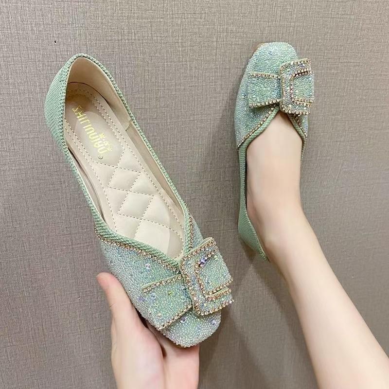 Fashion Women's Flat Shoes Moccasins Korean Style Ladies Footwear Square Toe Hot Trendy and Low Price Lastest High Quality Fashion