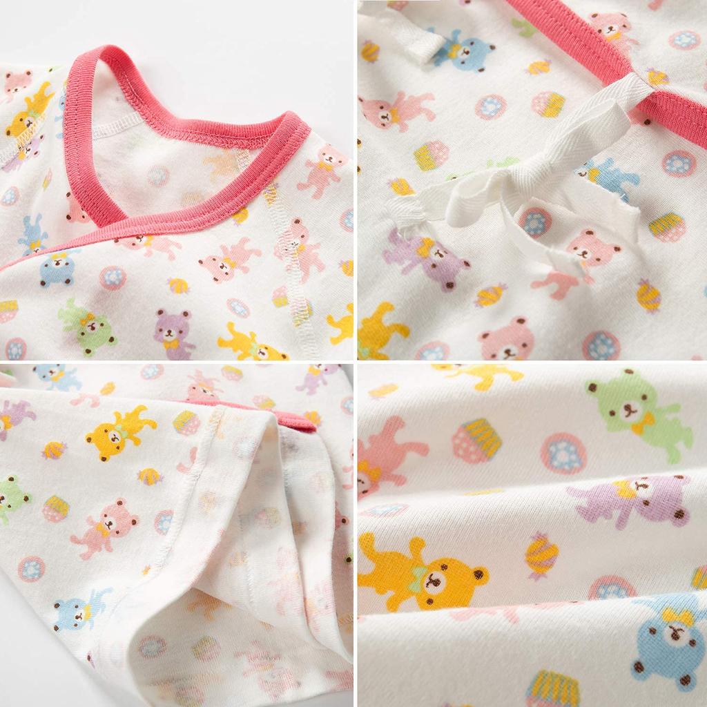 Litchii Guusii Newborn Baby Combi Short Cotton Baby Long Sleeve Underwear Cute Pink Underwear, 6-Piece Set, Undershirts, Undershirts, 100% Clothes,