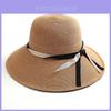 Paper Straw Wide Brim Sun Hat With Bow Knot For Summer Beach Vacation Style