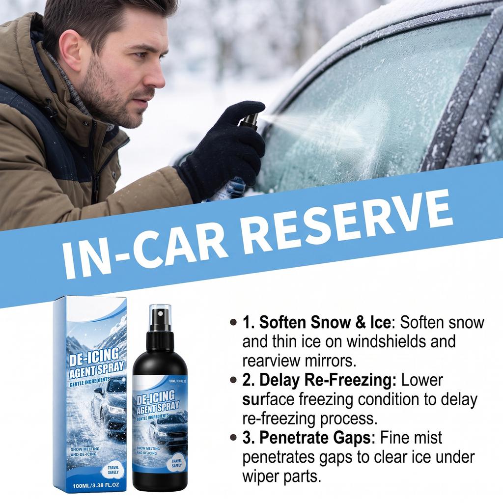 Schneeschmelzer - Eis-Spray für Auto-Windschutzscheiben, Schlösser und Spiegel - Schnee und Eis, 100ml