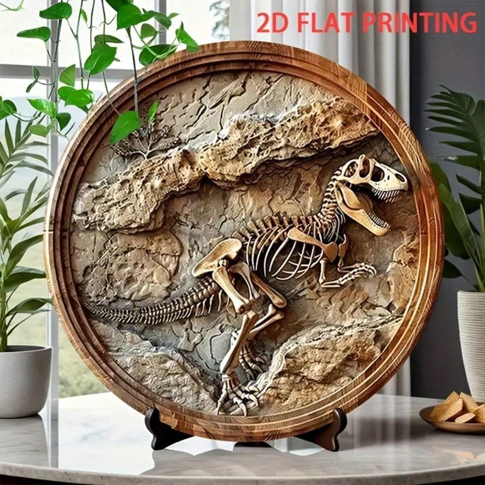 Vintage Dinosaur Fossil Skeleton Metal Wall Art Poster for Home