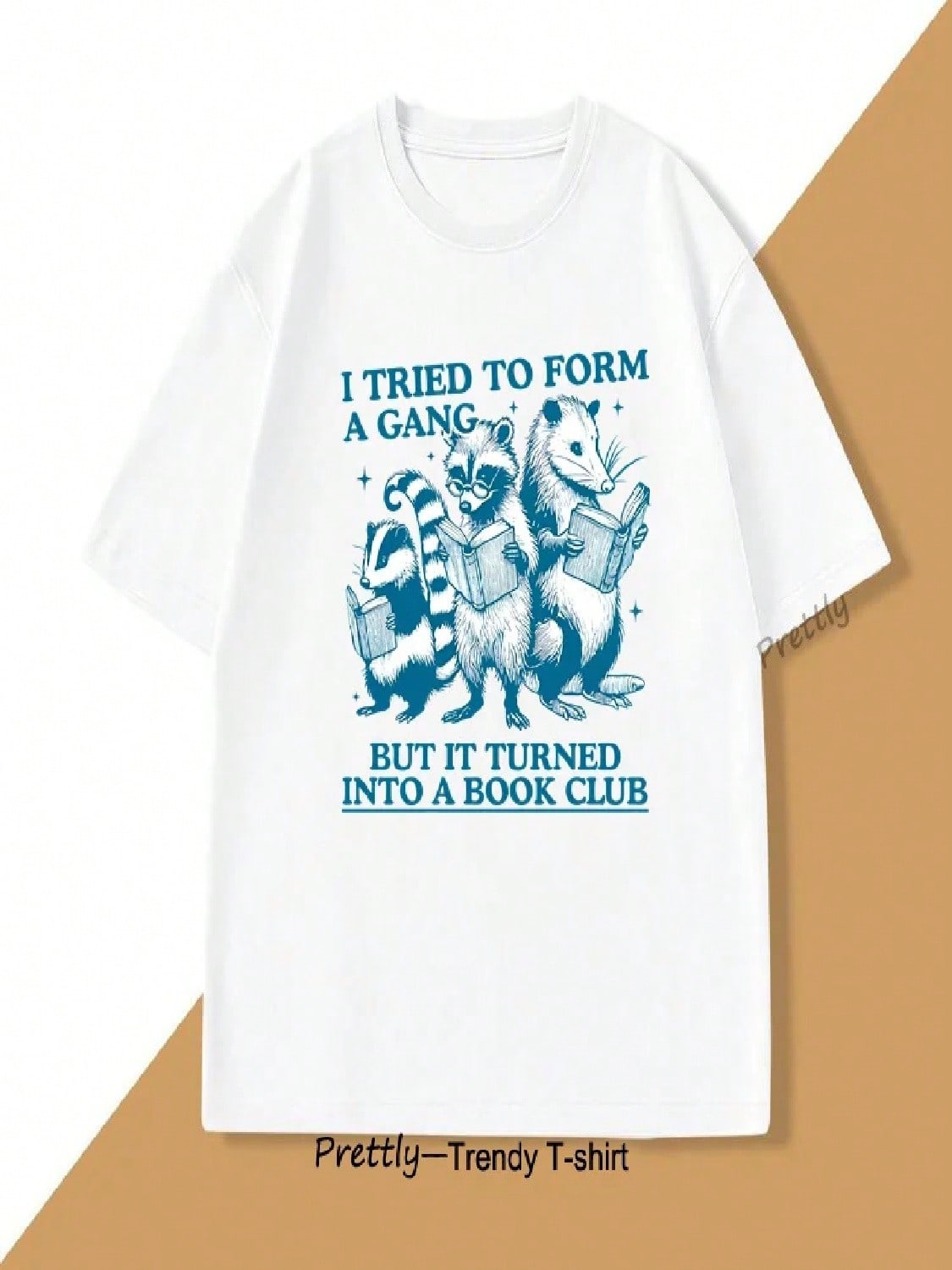 Funny Reading T Shirt I Tried To Form A Gang Book Club Tshirt Retro Librarian Book Club Bookworm T-Shirts Raccoon Graphic Tees S