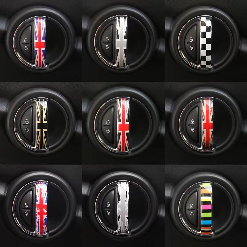 2Pcs/set Car Interior Door Handle Sticker Door Handle Protection Sticker 3D Union Jack For MINI Cooper F56 F55 Auto Accessories