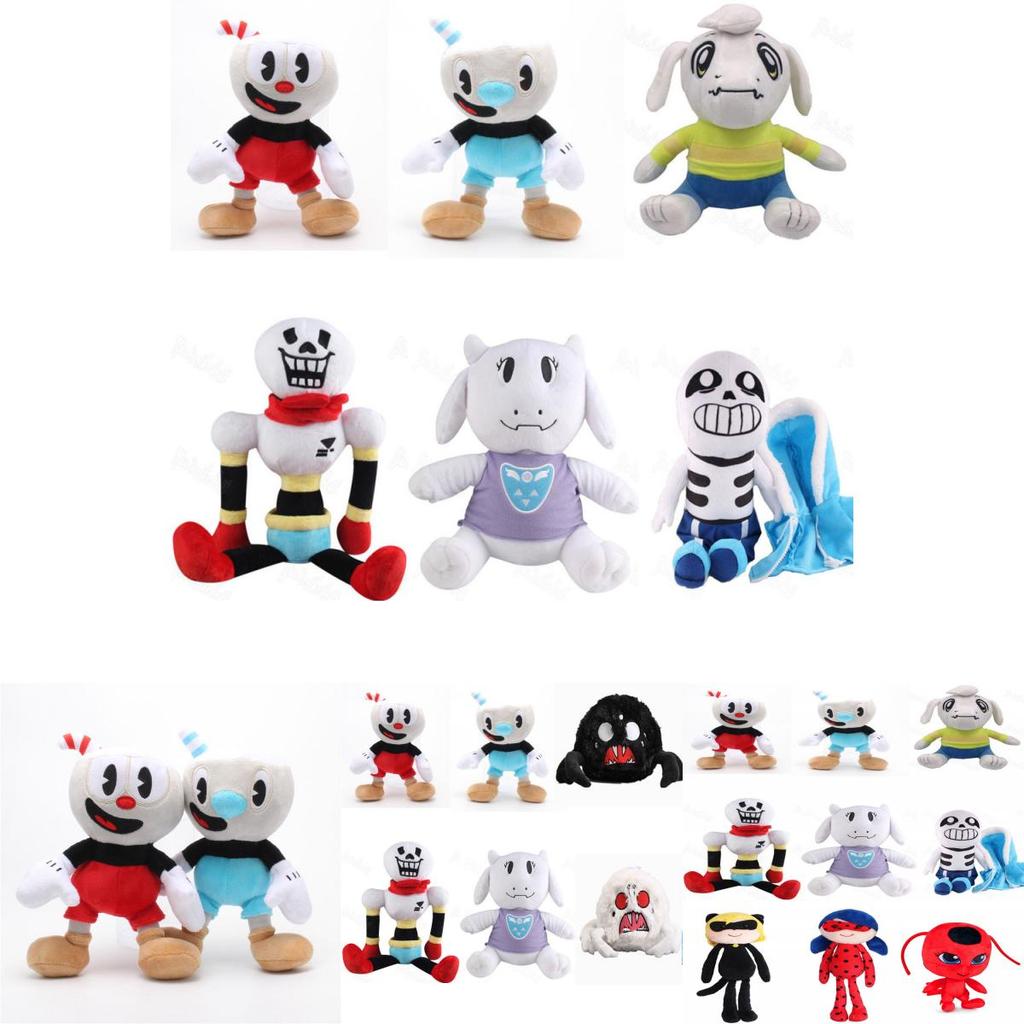 Premium 2 Pieces Set Of 10 Inch Cuphead And Mugman Plush Toys With Cozy Mecup And Brocup Designs