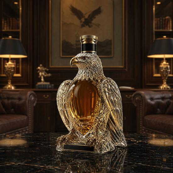 Eagle Whiskey Glass Decanter, 350ml 250th Anniversary Eagle Shaped Glass Bottle for Wine Bourbon, Unique Bar Decor & Gift for Men