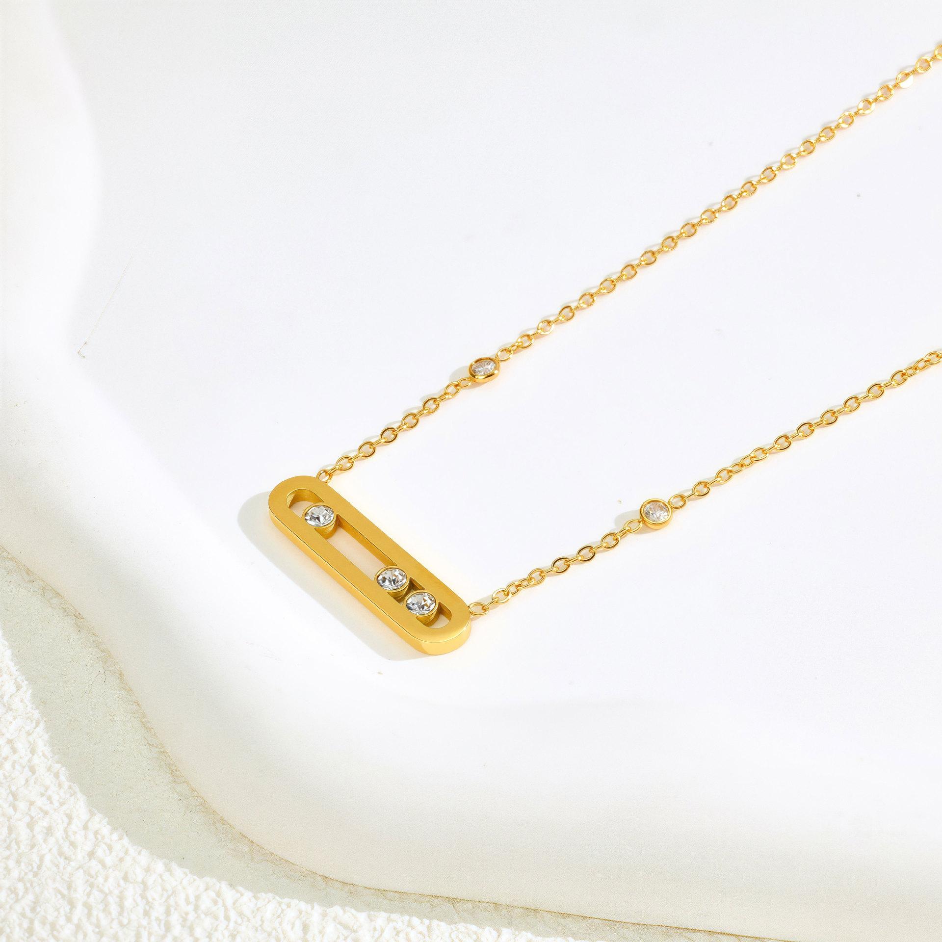 

Light Luxury Super Flash Zircon Necklace Titanium Steel Collarbone Chain Women Do Not Fade Girlfriends