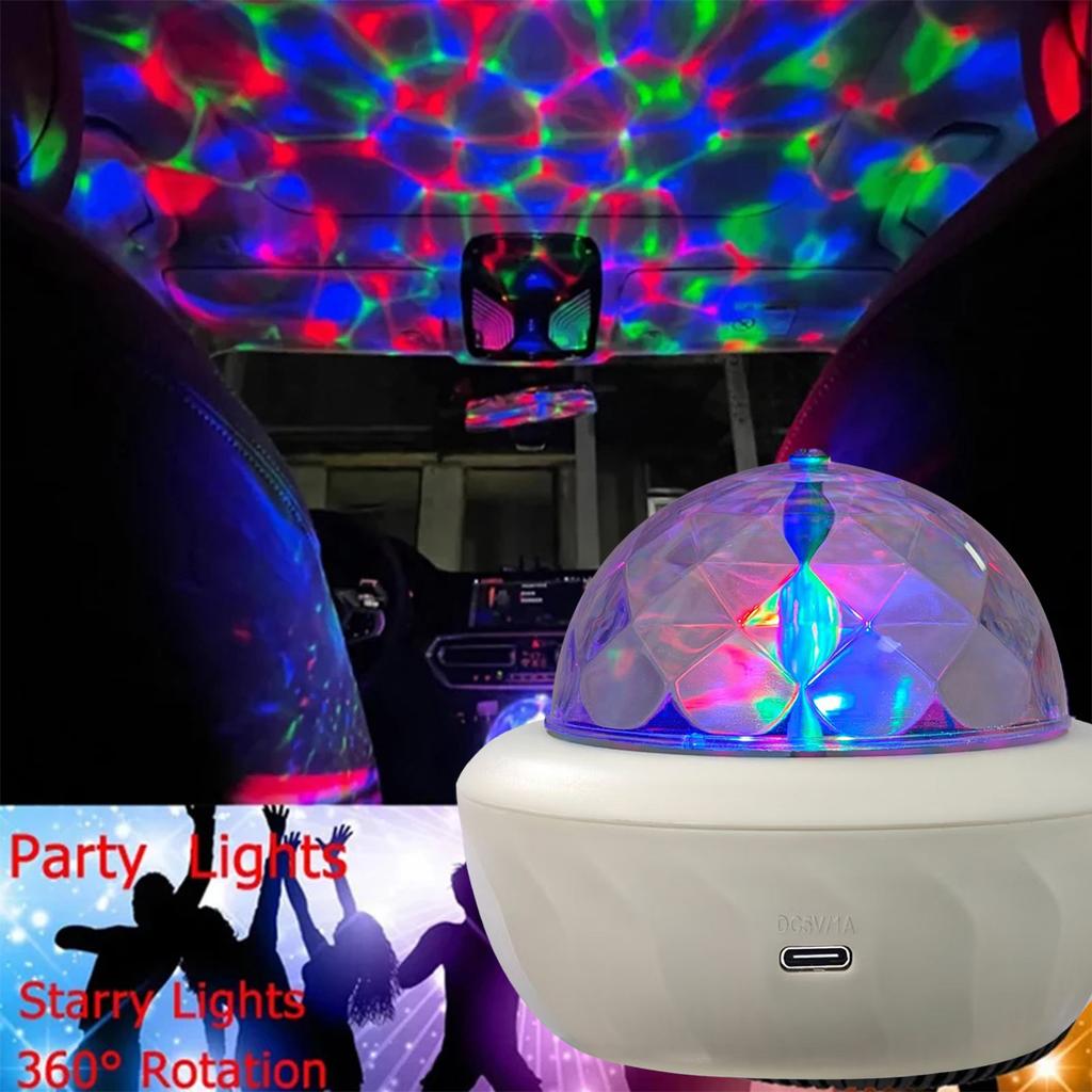 USB Powered Starry Sky Projector Lamp RGB Night Light Automatic Rotating Crystal Desk Lamp for Bedroom Kids Home Party Decor