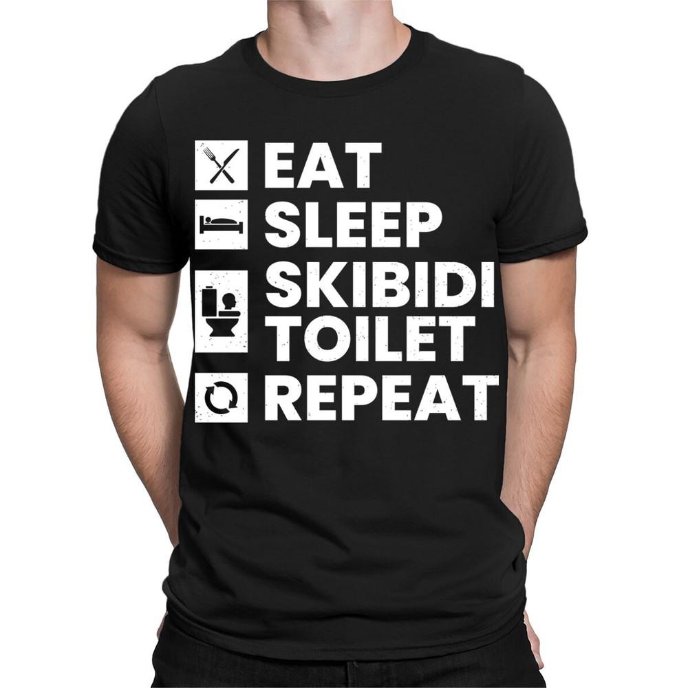 Eat Sleep Skibidi Toilet Repeat Funny Meme Joke Mens Womens TShirts Top TA12