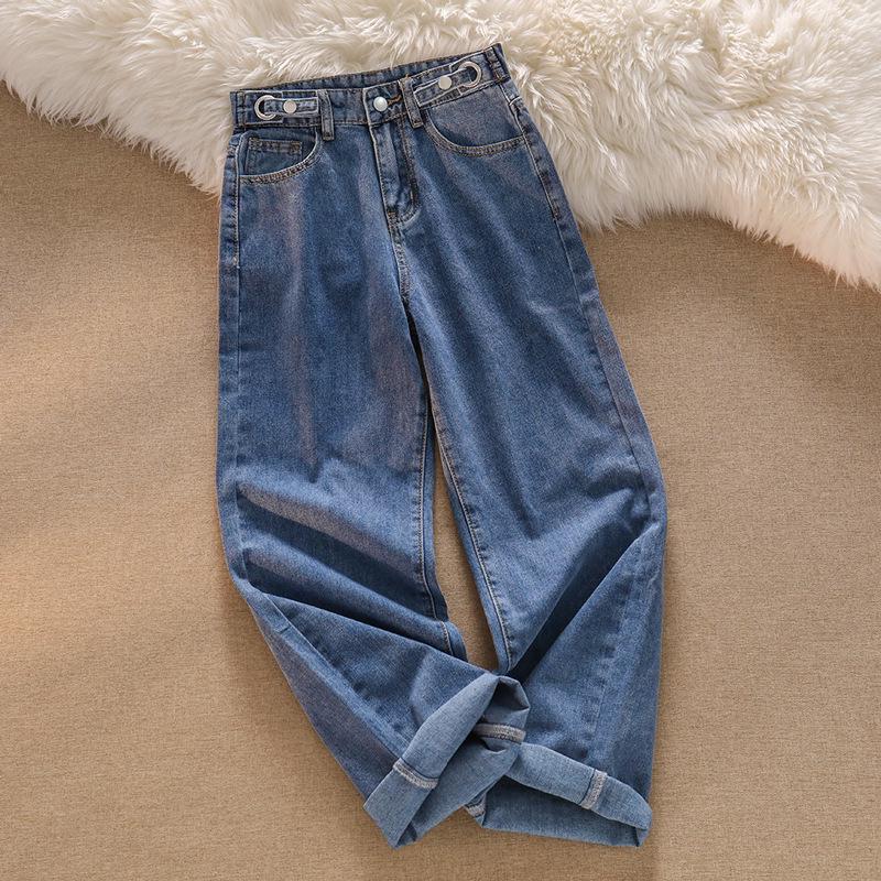 

Женские регулируемые легкие джинсы с высокой талией - летние тонкие свободные джинсы с широкими штанинами 2XL