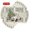 4/6pcs Festive Christmas Placemats, 11.81x17.72inch, Polyester, Rectangular, Hand Wash Only, Holiday Table Decor with Snowflake and Truck Design,
