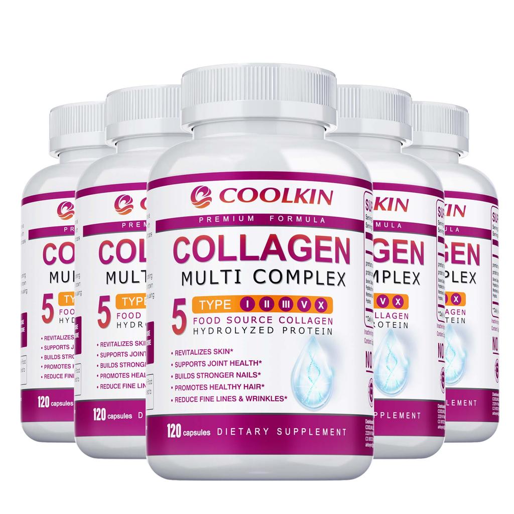 Type 5 Complex Hydrolyzed Collagen Capsules, Skin Care, Hair Care, Nail Care, Joint Care, Adult Dietary Supplement