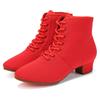 Damen Ballroom Tanz Stiefelette Oxford Stoff Außensohle Übung Wettbewerb Modernes Tanzschuh Gummisohle 3,5CM