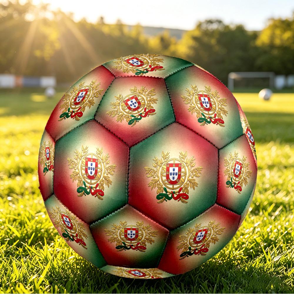 Portugal Football Printed Size 5 Soccer Ball Wear Resistant Standard Adult Training Football Fan Gift for Indoor Outdoor Match Sports