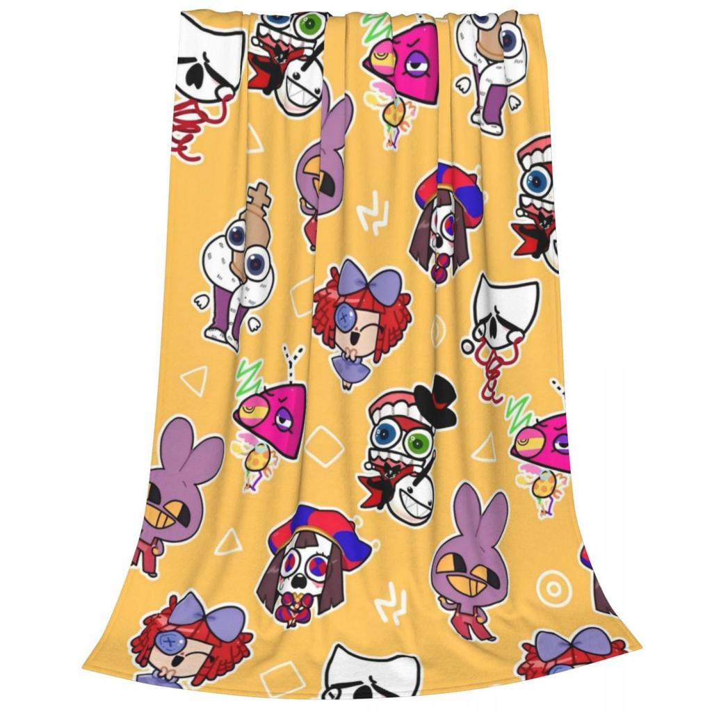 La Coperta Cartoon A-Amazing D-Digital C-Circus Pomni Jax Anime Flanella Divertente Calda Coperta Plaid per Tessili per la Casa Decorazione Auto