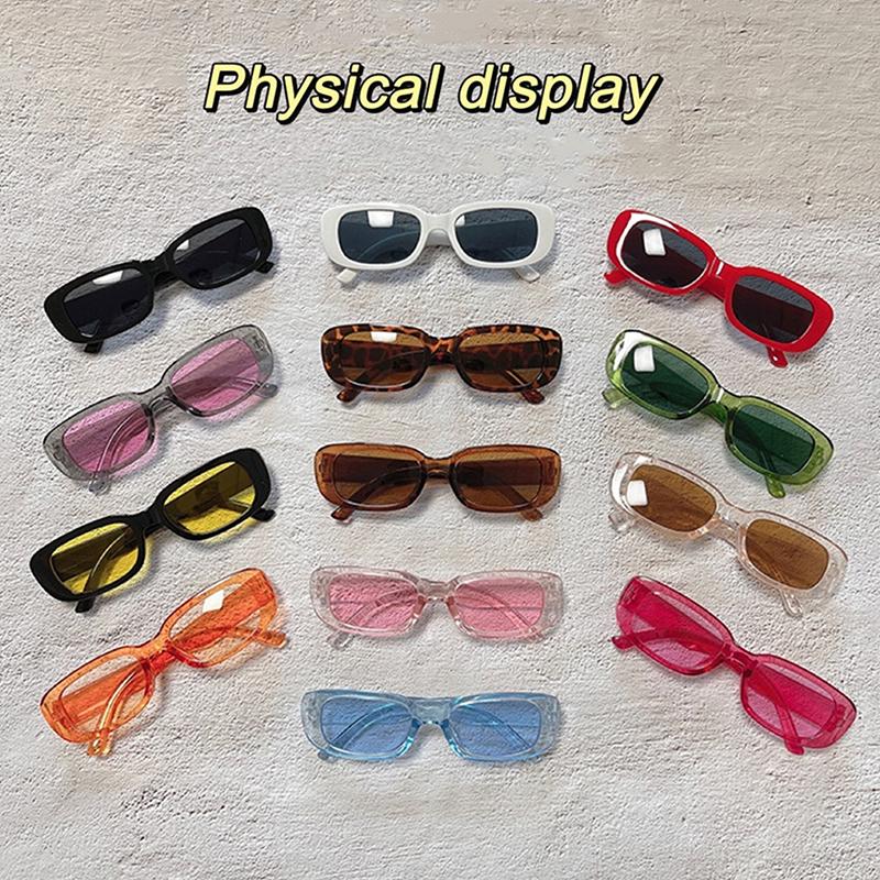 Vintage Trendy Rectangle Sunglasses Retro Fashion Small Frame Eyewear Outdoor Driving Uv400 Goggle Shades Sports Sun Glasses