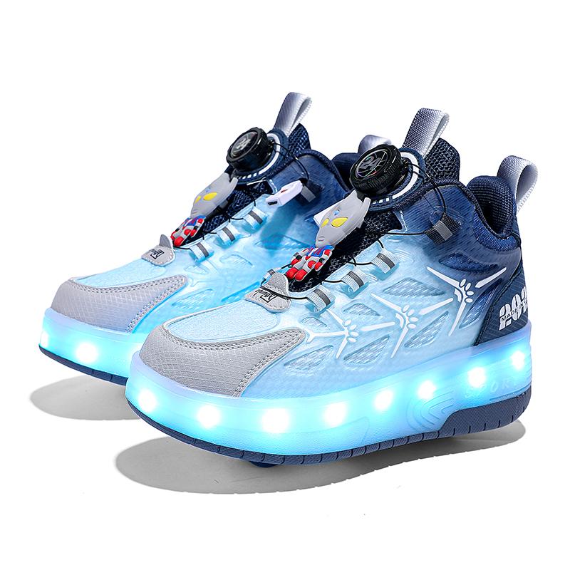TUINANLE Zapatillas de skate de alta calidad para niños, zapatillas luminosas con luz LED, zapatos de dos ruedas para niños y niñas con carga USB