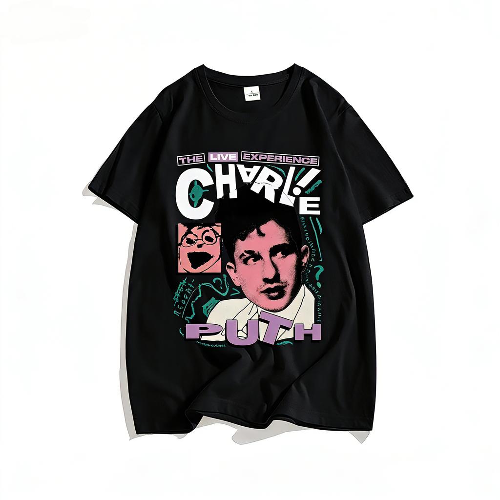 2026 SpringSummer Charlie Puth Live Experience Cotton Singer Patterned Print Streetwear for Men Mens TShirt