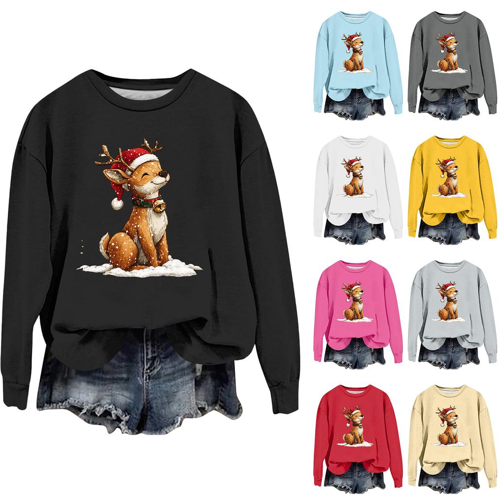 Women's Fashion Casual Long Sleeve Loose Christmas Printed Sweatshirt