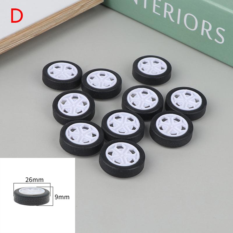 10Pcs Pc Toy Wheel Rubber Rim Tyres Diy Mini Technology 4Wd Colorful Tires Hole