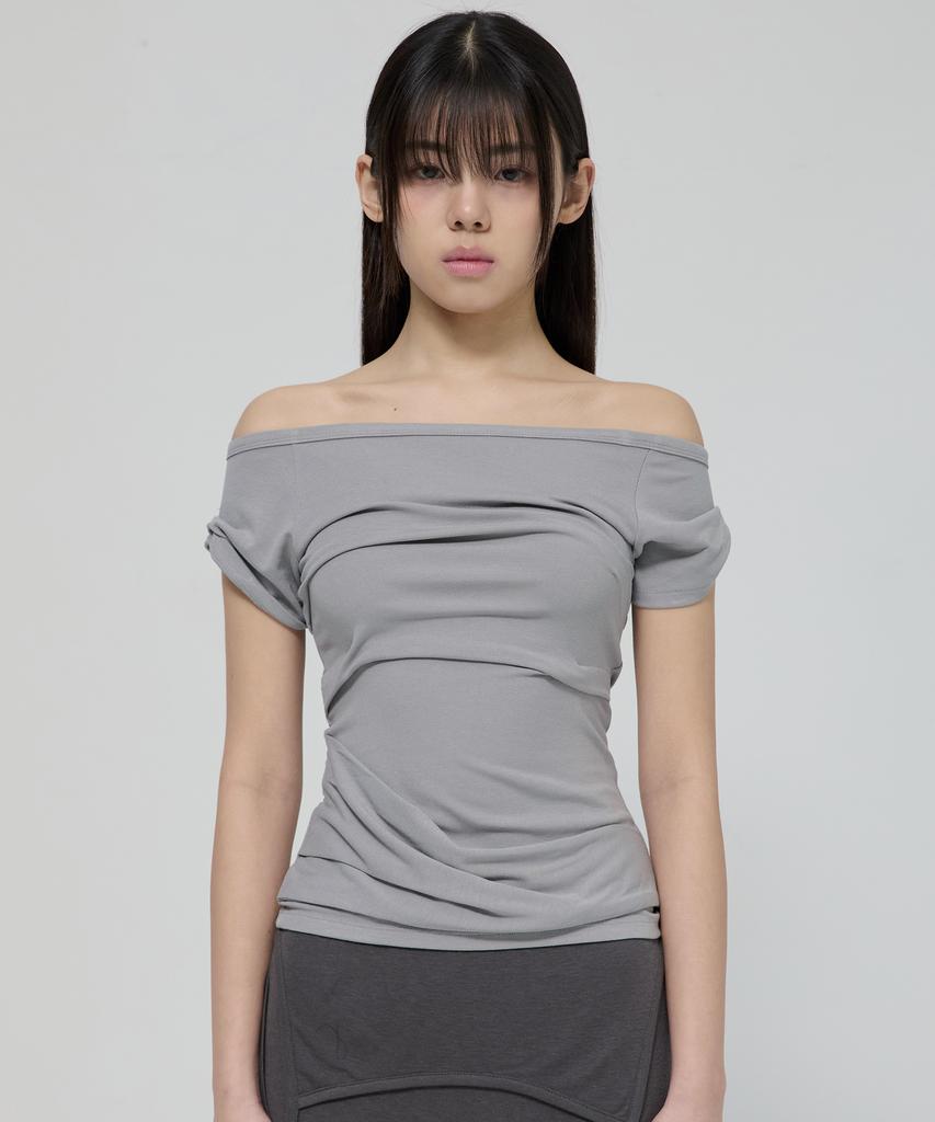 Peulleeoeob Draped Top (Fl-130_Gray)