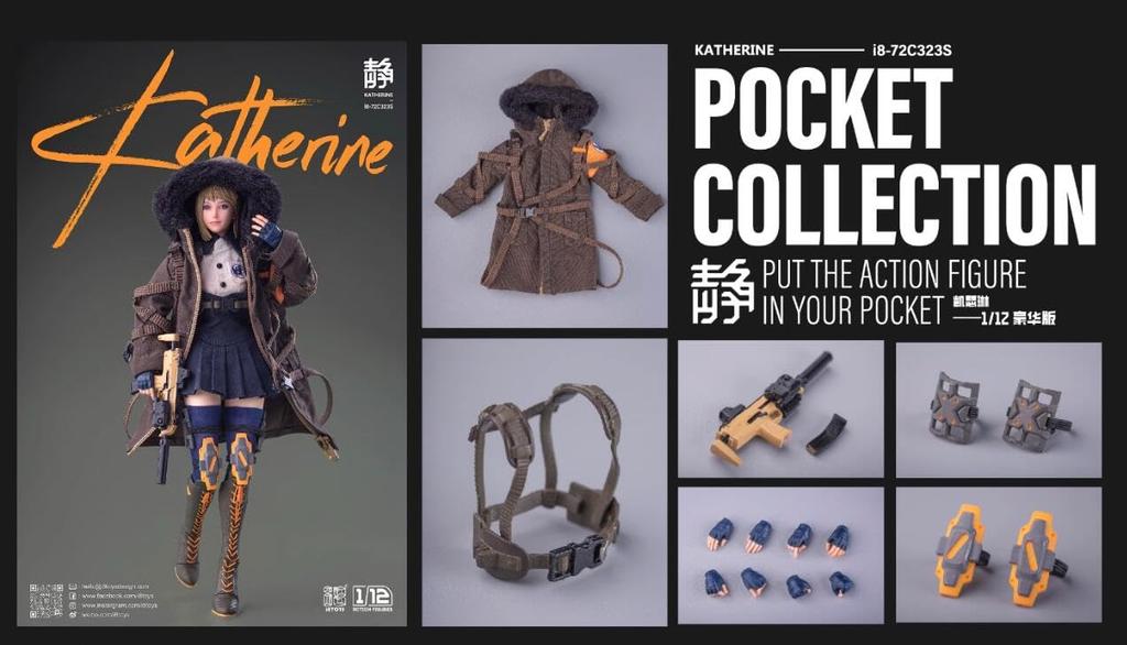 i8Toys POCKET COLLECTION Series KATHERINE Articulated Action and Full Set DX [AC] 1/12 Figure, Body, Head, Outfit, Accessories, (i8-72C323D Version)