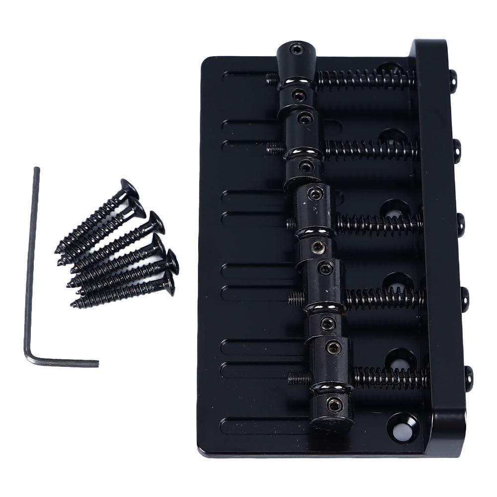 Silver And Black Electric Bass Bridge Metal Thickened Tailpiece Bridge Bass Guitar Replacement чёрный
