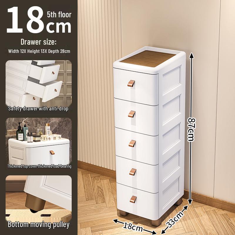 Gap Narrow Edge Multi-Layer Movable Storage Cabinet with Drawer for Kitchen, Available in 18/25/30cm Sizes