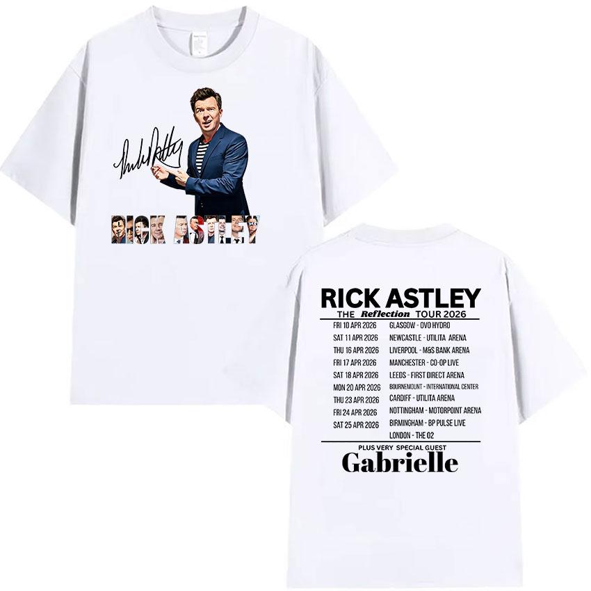 Rick Astley The Reflection Tour 2026 Graphic T Shirts Unisexs Vintage Fashion Oversized Cotton Tshirt Unisex Hip Hop Clothing Tshirt