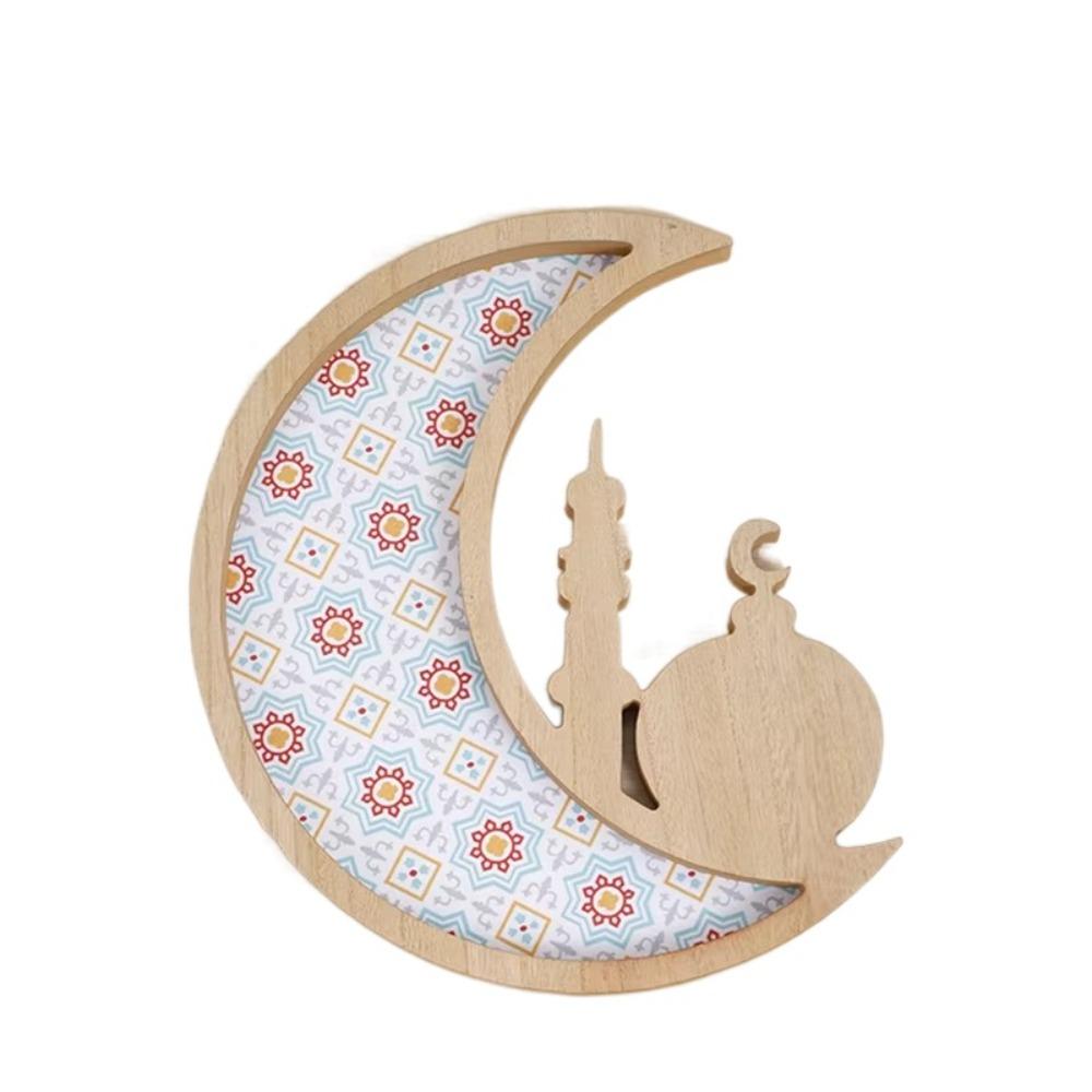 Art Design Eid Mubarak Wooden Tray 30cm Religious Food Tray Cake Display Tray  Cake