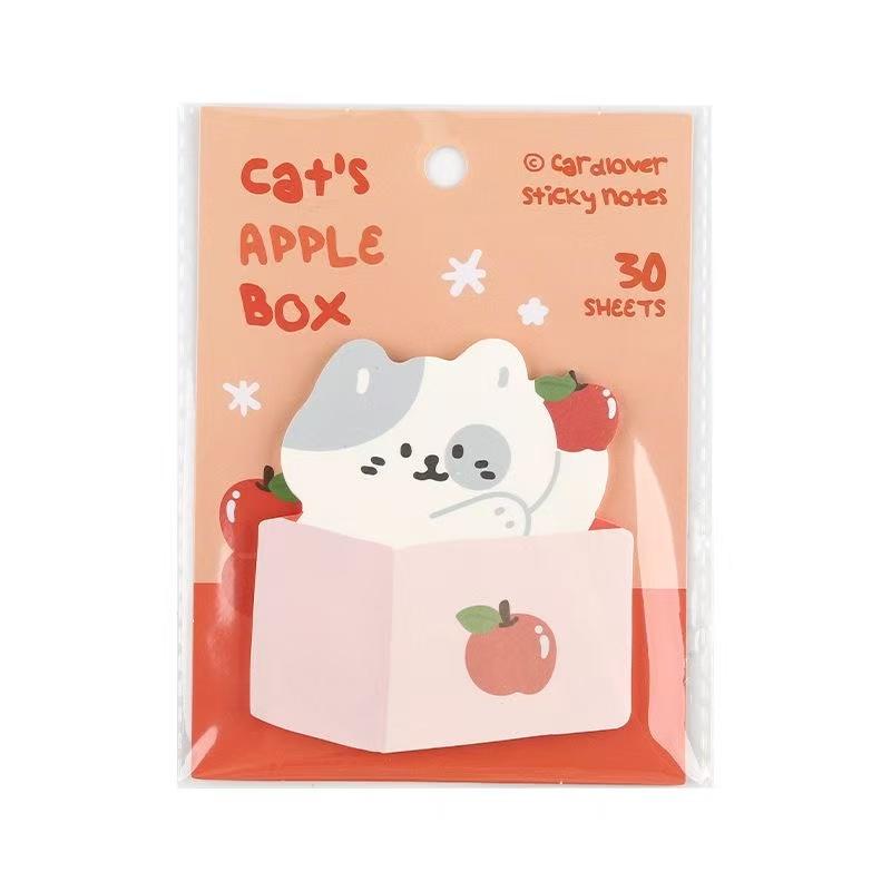 Kawai Lovely Box Kitten Cute Cartoon Animal Special Shaped Note High Value Handbook Message Office N Times Sticker Sticky Gift