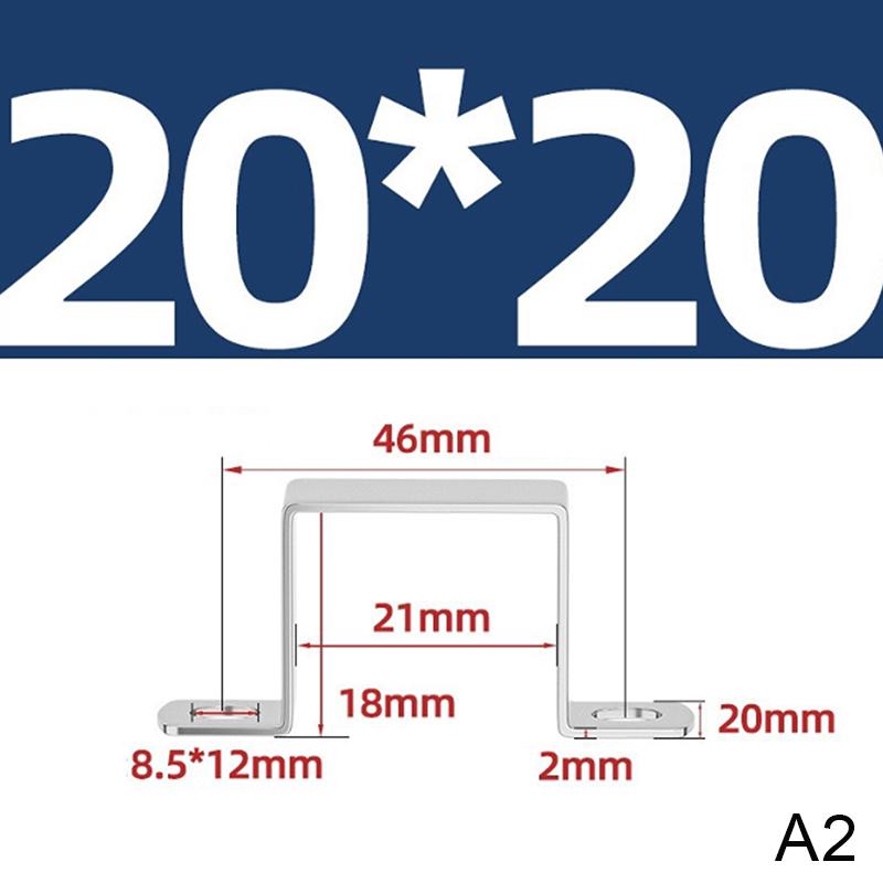 

2 шт. 304 Нержавеющая сталь Утолщенный Квадратный Прямоугольный U-образный Хомут-седло для трубы для верховой езды Зажим Пряжка Горловой хомут 5 видов моделей 20x20mm