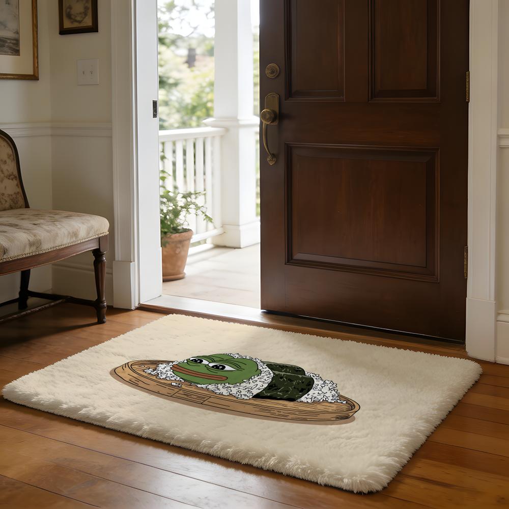 

Floor Mat Soft Flannel Rug Non Slip Absorbent Mat for Bathroom Bedroom Home Decor P Pepe The Frog 50x80cm