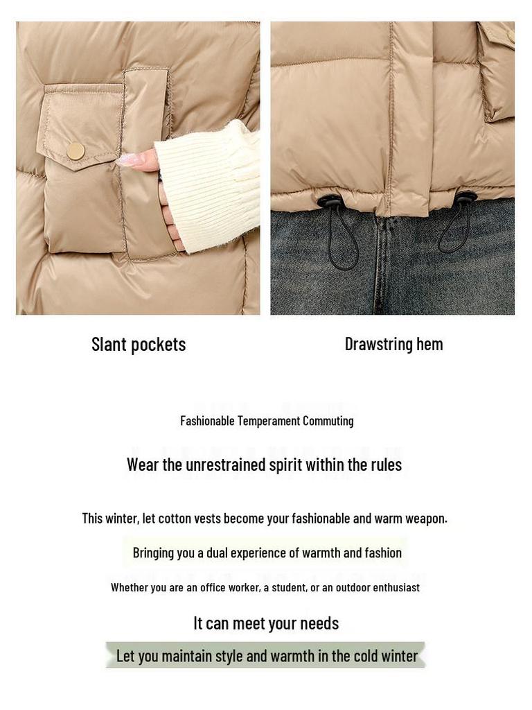 Women's Loose Sleeveless Down Cotton Padded Vest for Autumn and Winter