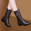 Fashion Thick Heel Martin Boots Women's New Winter Velvet Thickened Thermal Medium Boots Medium Heel Versatile Snow Boots