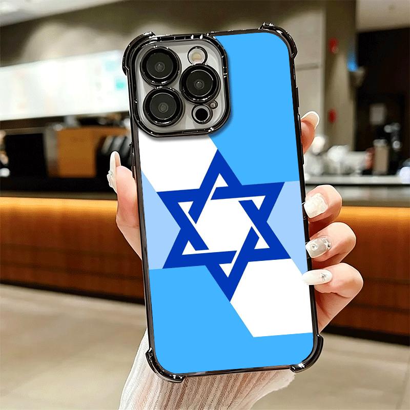 David Jewish Star Symbol Plating Phone Case For Iphone 16 17 Pro Max Air 16E 14 15 Plus 12 13 Mini Anti-Fall Airabag Cover