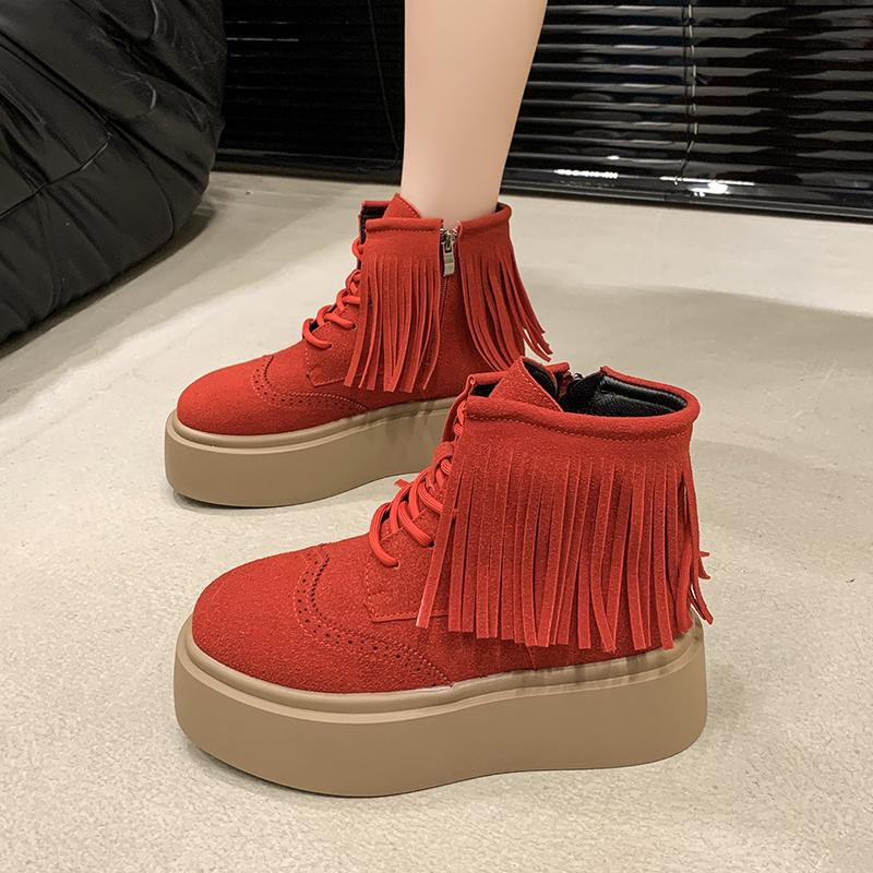 Fashion 2024 New Autumn Thick-soled Women's Fashionable and Casual Solid Color Short-leg Ankle-length Fashion Boots