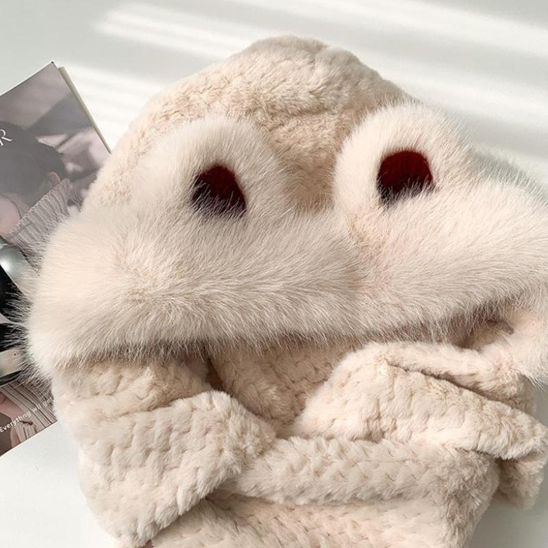 Cold-Proof Warm Able Plush Hat, Hat, Scarf, Gloves And Earmuffs Four-In-One, Winter Thickened Ear Protection Cycling