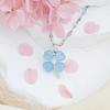 Stainless Steel Chain Classic Shiny Zircon Four Leaf Clover Pendant Necklace for Women Lady Vintage Jewelry Accessories Gifts