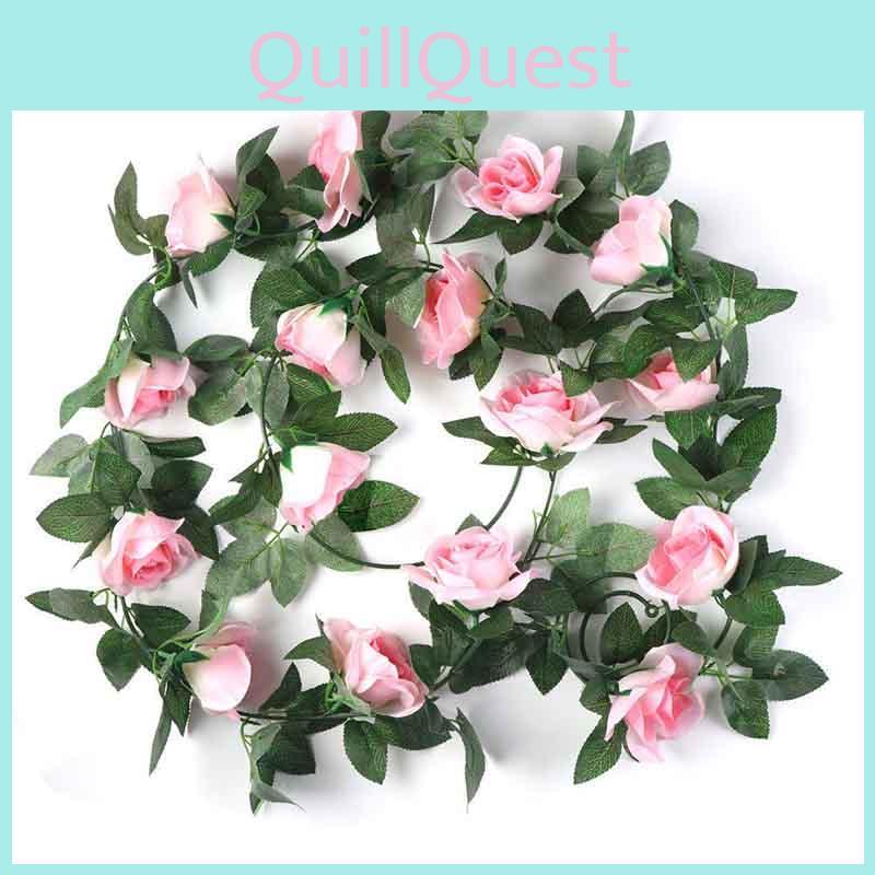 Lush 2.4m Artificial Silk Rose Flower Ivy Vine Garland For Wedding And Party Decor