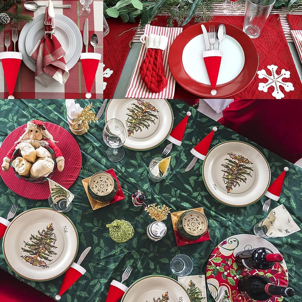 10pcs Christmas Cutlery Holder Bags Knife Fork Pocket Cover Tableware Set Bag 2025 Christmas Decoration For Home 2025 Noel Xmas