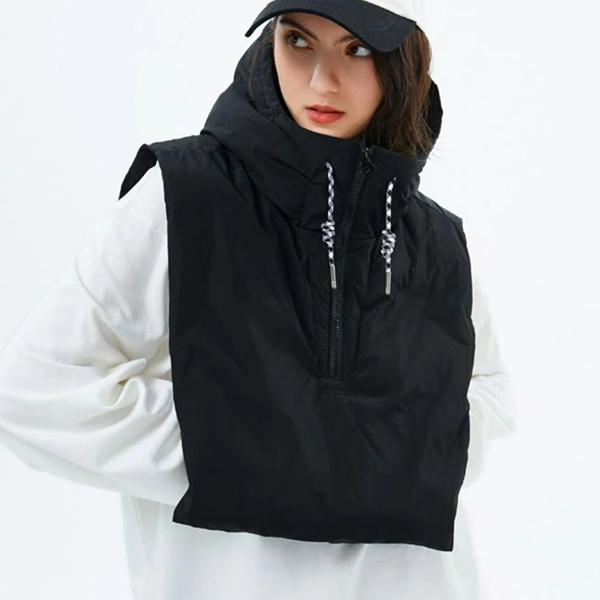 WTEMPO Herbst Winter Warm Reißverschluss Daunen Baumwolle Schwarze Mützen Damen Kältebeständig Winddicht Outdoor Radfahren Ski Mützen Schal