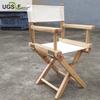 Children's Solid Wood Director Chair with Folding Backrest - Log Color Game Seat.