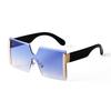 Fashion Gradient Square Rimless Sunglasses for Women Men Designer Trendy Blue Lens Oversize Sun Glasses UV  S61G